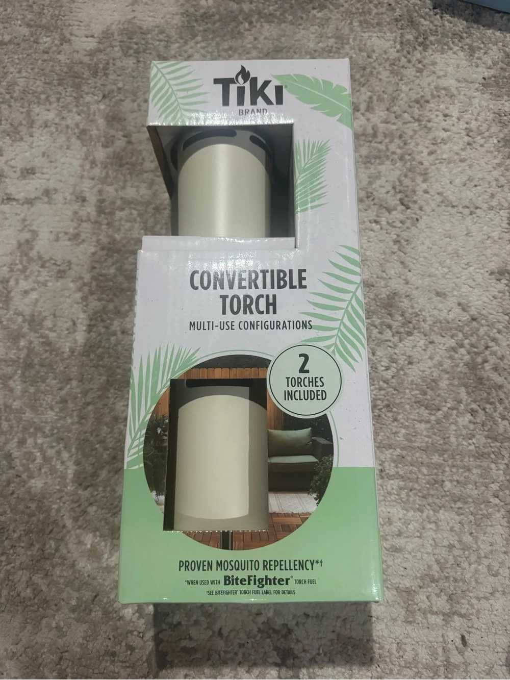 Tiki Torch Convertible - Cream Outdoor Mosquito Repellent (2 Pack)